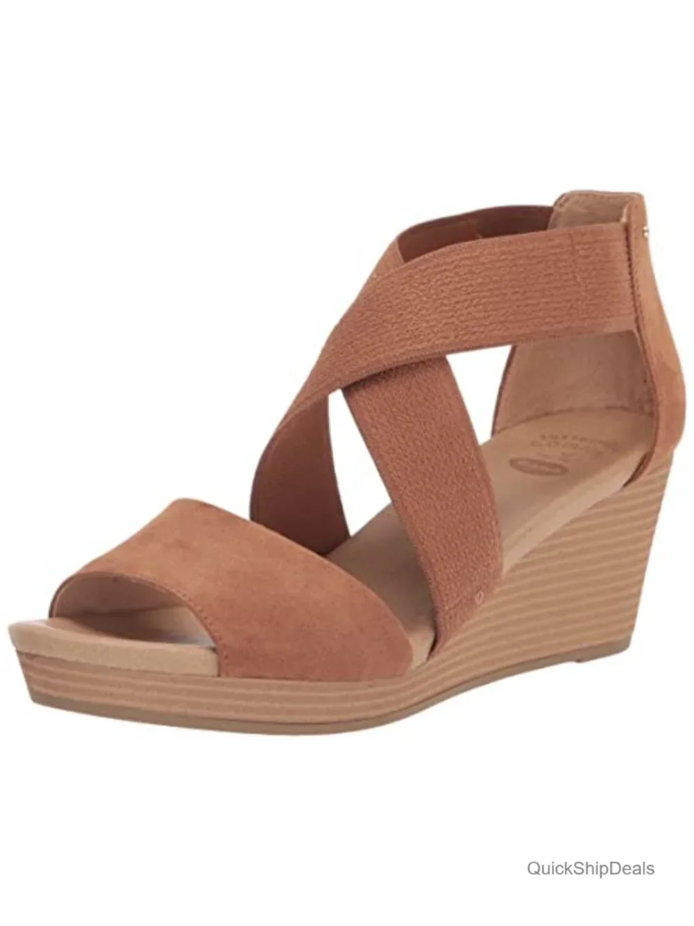 Strappy Wedge Sandals with Stretch Criss Cross Straps and Cushioned Footbed